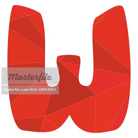 W red alphabet wrapping surface vector letter isolated on white background