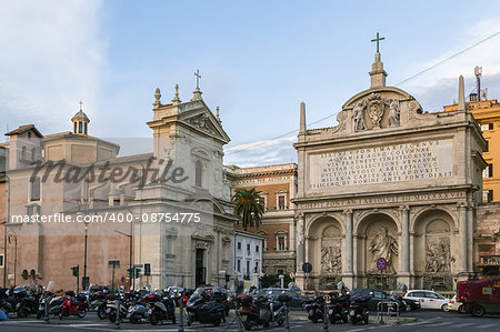 Fountain of Moses and church Santa Maria della Vittoria, Rome