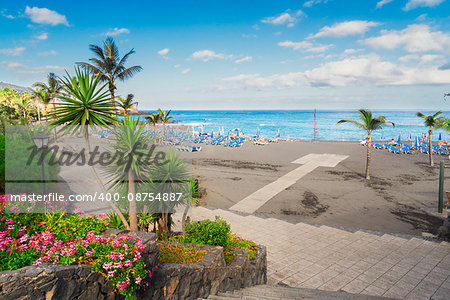 beach Playa Jardin, of Puerto de la Cruz de Tenerife, Spain