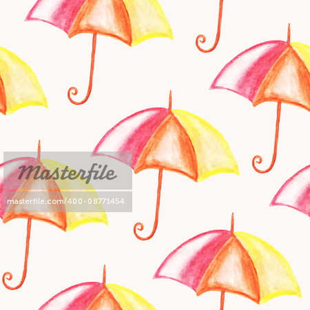 Vector Seamless Autumn Pattern with Bright Umbrellas