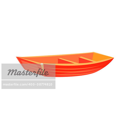 Primitive Wooden Toy Boat Bright Color Icon In Simple Childish Style Isolated On White Background