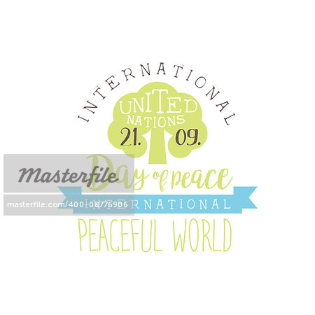 International Peace Day Label Designs In Pastel Colors. Vector Logo Templates With Text On White Background.