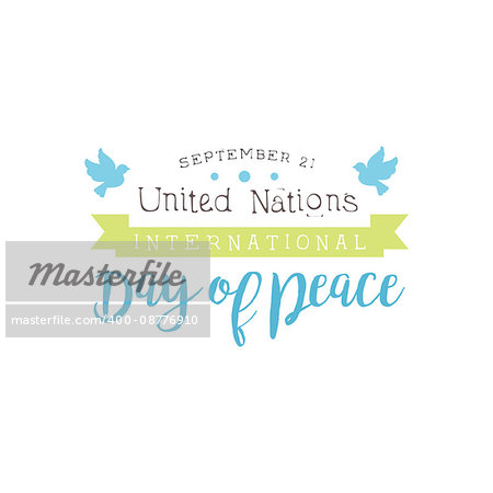 International Peace Day Label Designs In Pastel Colors. Vector Logo Templates With Text On White Background.