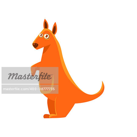 Kangaroo Toy Exotic Animal Drawing. Silly Childish Illustration Isolated On White Background. Funny Animal Colorful Vector Sticker.