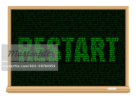 The programming code on education blackboard and green message restart, easy to edit