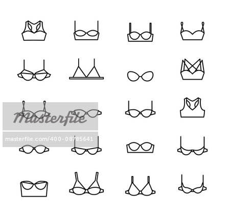 Vector ladies bra icons set. Clean line art