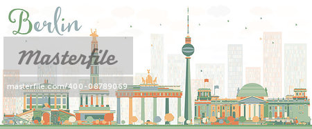 Abstract Berlin Skyline with Color Buildings. Vector Illustration. Business Travel and Tourism Concept with Historic Architecture. Image for Presentation Banner Placard and Web Site.