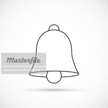 Bell thin line icon on white background