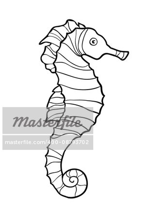 Hand drawn sketch of seahorse isolated on white background. Art vector stylized illustration.