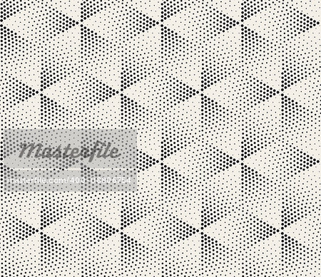 Vector Seamless Black and White Dot Stippling Geometric Rhombus Cube Pattern Abstract Background