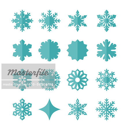 Vector set of snowflakes in a flat style