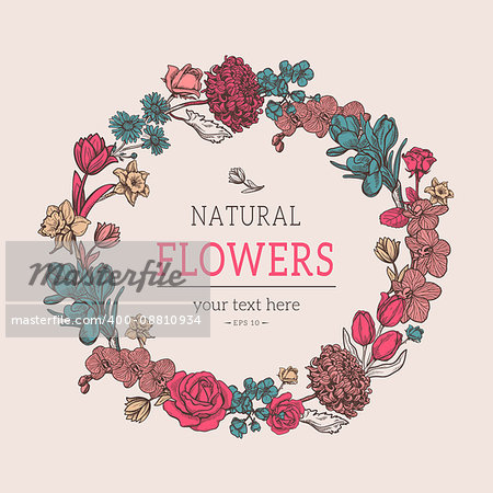 Design for vintage card or invitation. Vector template.