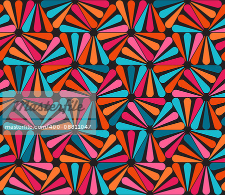 Vector Seamless Pink Blue Orange Rounded Triangle Lines Color Pattern Abstract Geometric Background