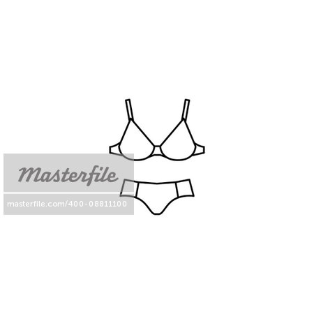 Vector bra for a big size and panties simple black icon design