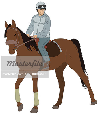 man riding a horse - vector illustration