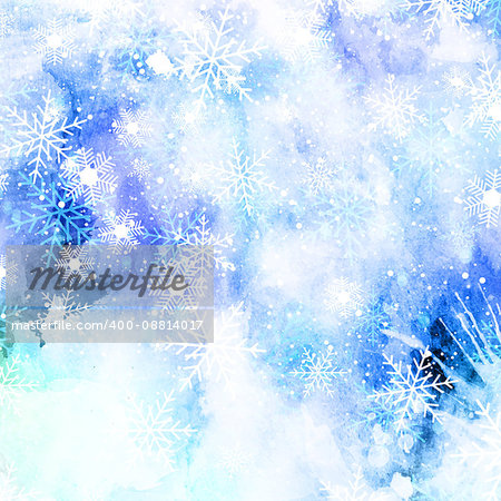 Christmas snowflakes on a watercolor background