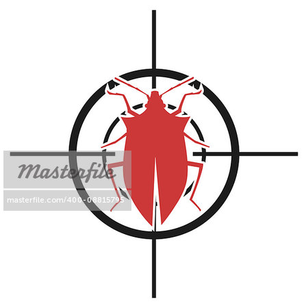 illustration of a scope with a bug, symbol for pest control, eps10 vector