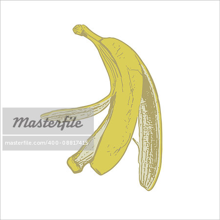 skin of a ripe yellow banana on a white background picture