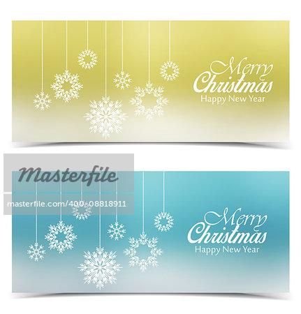 Vector Christmas background, Merry Christmas banners with snow