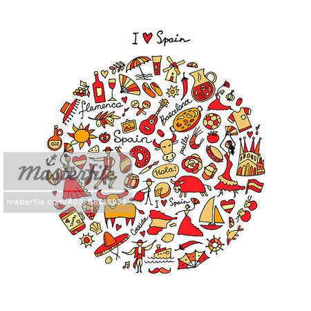 Spain, icons collection. Sketch for your design. Vector illustration