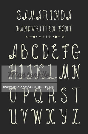 Set of hand drawn vector letters on black background