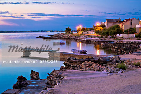 Island of Vir beach and waterfront at dawn, Dalmatia, Croatia