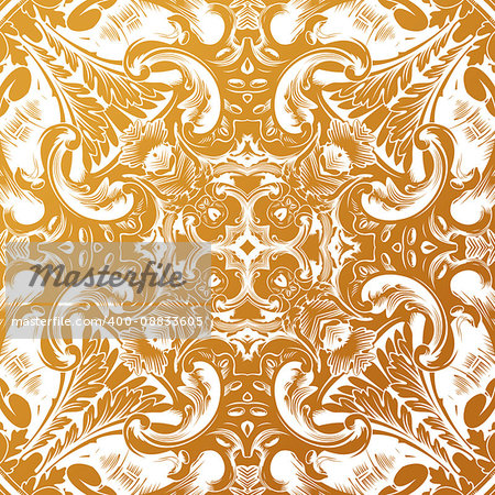 Vector seamless pattern with baroque ornament. Vintage elements for design in Victorian style. Ornamental vintage background. Ornate floral decor for wallpaper. Endless texture