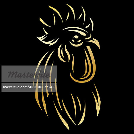golden vector template for the logo with Rooster