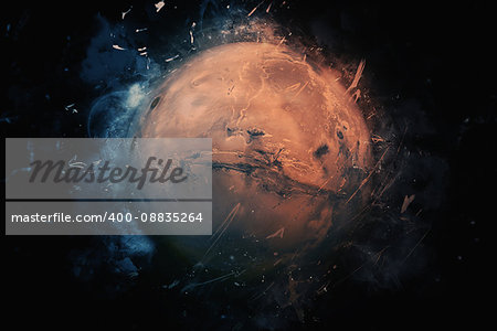 Planet Art - Mars. Science fiction art. Solar system. Elements of this image furnished by NASA