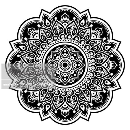 Vector ornament - traditional style from India in black isolated on white