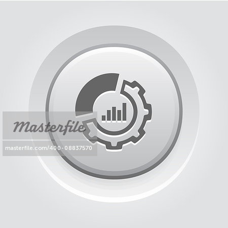 Set Up Analytics Icon. Business and Finance. Isolated Illustration. Circle Diagram with Gear.