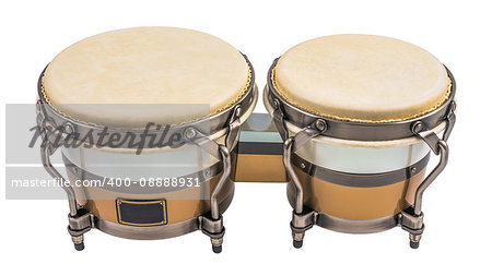 Set of Bongo Drums Isolated on a White Background. Latin percussion.