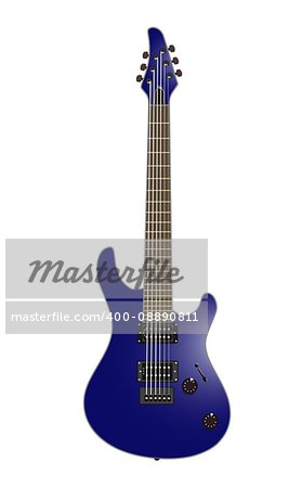 Beautiful rock electric guitar in color on a white background