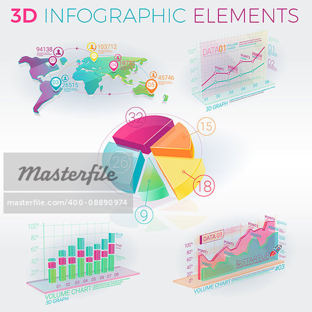 Infographic elements collection, corporate vector 3D illustration.