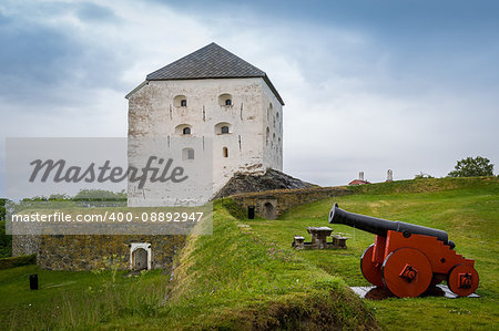 Medieval Kristiansten Fortress, located on a hill east of the city of Trondheim. Norway touristic attractions.