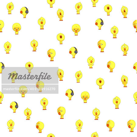 Cute yellow chickens seamless background