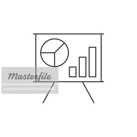 Schedule on the whiteboard line icon on white background