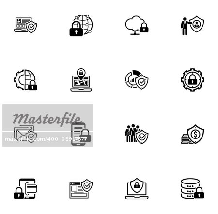 Flat Design Protection and Security Icons Set. Isolated Illustration.