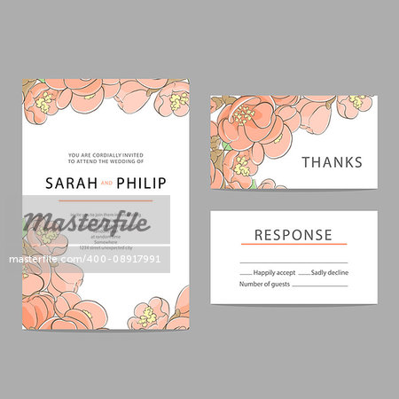 Bright floral wedding invitation card template