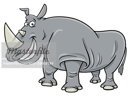 Cartoon Illustration of Rhinoceros Wild Animal Character Cartoon Illustration of Rhinoceros Wild Animal Character