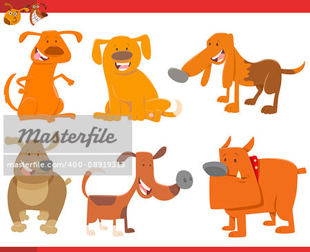 Cartoon Illustration of Dogs Animal Characters Set