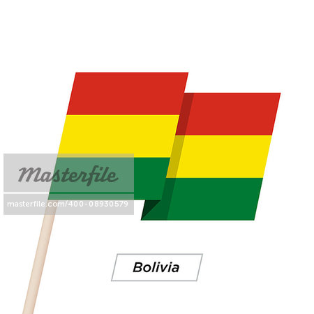 Bolivia Ribbon Waving Flag Isolated on White. Vector Illustration. Bolivia Flag with Sharp Corners