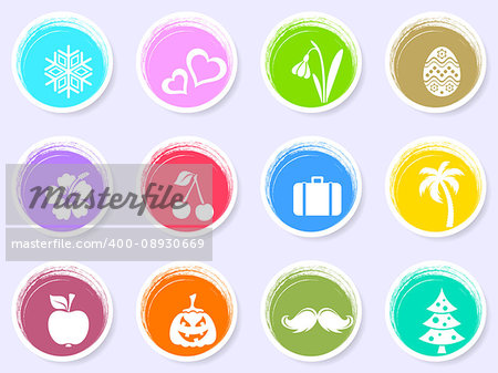 Vector calendar circle labels with month symbols collection