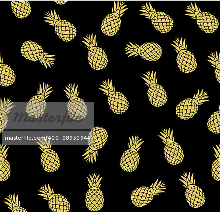 vector illustration of seamless golden pineapple background