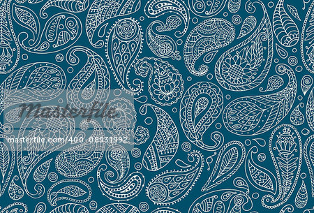 Paisley ornament, seamless pattern for your design. Vector illustration