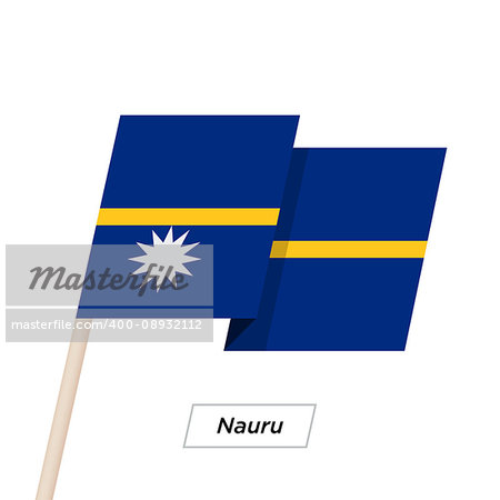 Nauru Ribbon Waving Flag Isolated on White. Vector Illustration. Nauru Flag with Sharp Corners