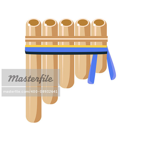 Panpipes Flute Musical Instrument, Native American Indian Culture Symbol, Ethnic Object From North America Isolated Icon. Tribal Decorative Element Of Indian Tribe Life Vector Cartoon Illustration.