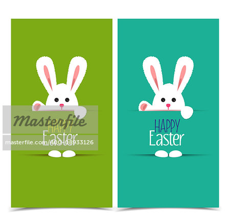 Vector illustration Easter bunny, two card to a happy Easter