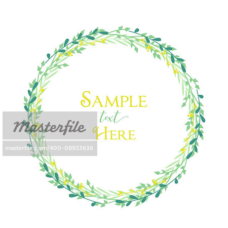 Vector illustration of decoration branches witt leaves. Wreath with tree branches with place for text