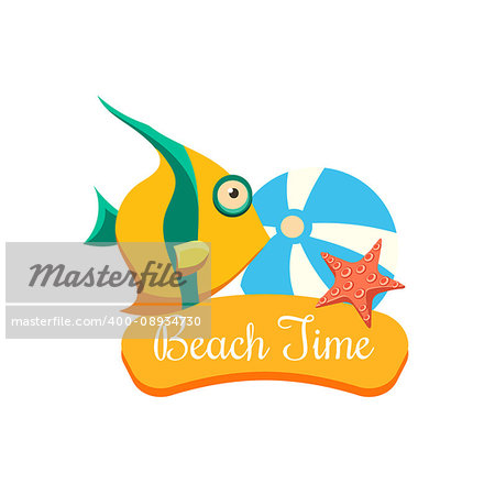 Beach Time Vacation. Bright Vector IllustartionSummer Vacation. Bright Vector Illustartion